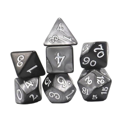 EHJRE 7 Teiliges Würfelset Aus Acryl, D4, D8, D10, D12, D20, Brettspiel, RPG Partyspielzeug, Mehrseitige Würfel, Polyedrische Würfel, Schwarz von EHJRE