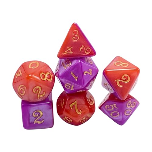 EHJRE 7 Teiliges Würfelset Aus Acryl, D4, D8, D10, D12, D20, Brettspiel, RPG Partyspielzeug, Mehrseitige Würfel, Polyedrische Würfel, Violett von EHJRE