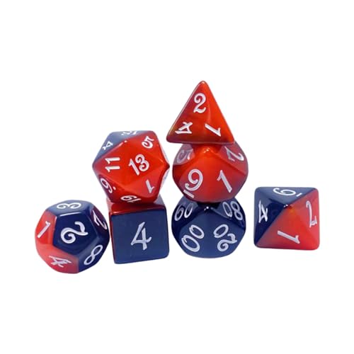 EHJRE 7 Teiliges Würfelset Aus Acryl, D4, D8, D10, D12, D20, Brettspiel, RPG Partyspielzeug, Mehrseitige Würfel, Polyedrische Würfel, rot blau von EHJRE