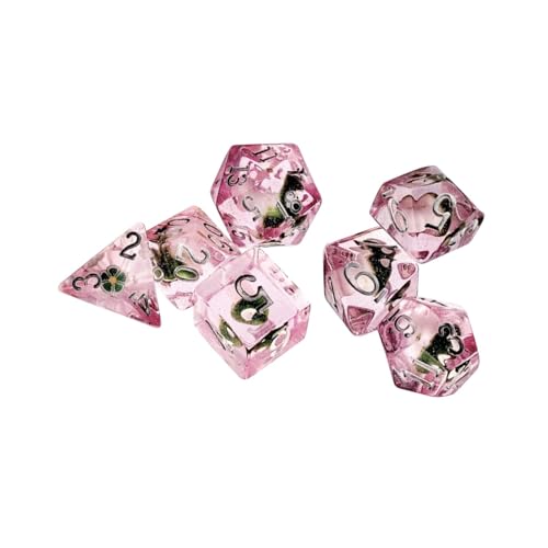 EHJRE 7X Polyedrische Würfel D4 Und D6 D8 D10 D12 D20, Tischspielwürfel Aus Kunstharz, Mehrseitige Würfel für Geschenke, Partyzubehör, Rollenspiele, ROSA von EHJRE