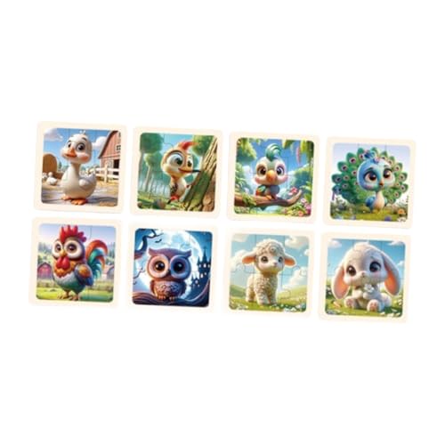 EHJRE 8 Teiliges Holzpuzzle für Anfängerkinder, Pädagogisches Puzzleset Zur Vermittlung Grundlegender Fähigkeiten, Babyspielzeug, Puzzlebrett, Tierpuzzle von EHJRE