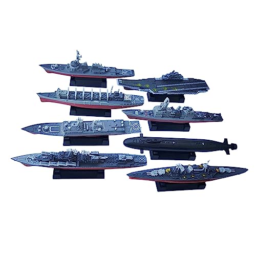 EHJRE 8 Teiliges Modell Kriegsschiff Schiffsbausatz, Marineschiff Puzzlespielzeug, Lernspielzeug, Spielset, 4D Puzzle, Schiffsmodell für Jungen, Mädchen, Ki von EHJRE