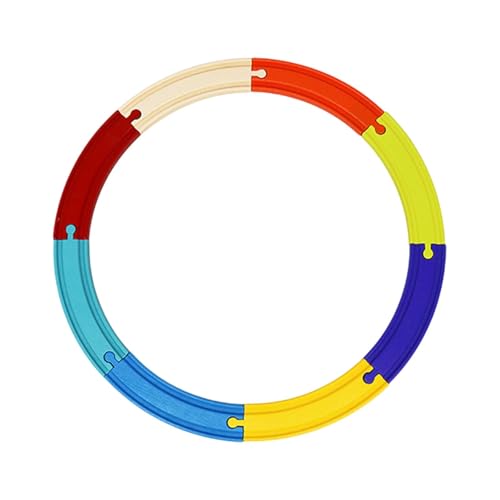 EHJRE 8X Holzbahngleis Bauspielzeug Lernen Lernspielzeug, Koordinationsgleiserweiterung Gebogene Bahngleise für Kinder, 43cm von EHJRE