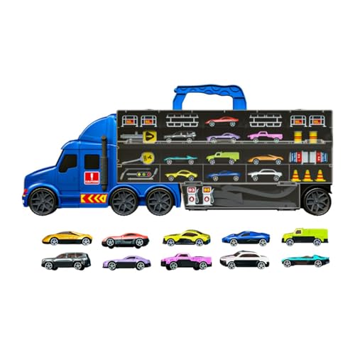 EHJRE Autos, Aufbewahrungs- und Transporter-Spielzeug-LKW, Transport-LKW-Spielzeug für Kinder, faltbar, Transport-Träger-LKW-Spielzeugset für Kinder und, Blau von EHJRE