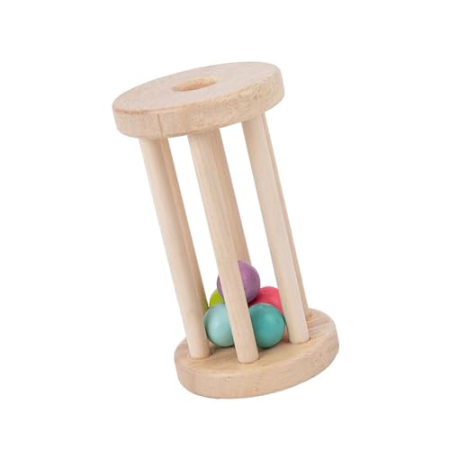 EHJRE Babyspielzeug Aus Holz mit Rollender Glocke, Zur Entwicklung Motorischer Fähigkeiten, Glatte Oberfläche, Rollglockenspielzeug, Montessori Rasselrollen, A von EHJRE