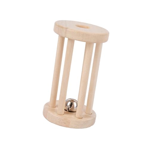 EHJRE Babyspielzeug Aus Holz mit Rollender Glocke, Zur Entwicklung Motorischer Fähigkeiten, Glatte Oberfläche, Rollglockenspielzeug, Montessori Rasselrollen, B von EHJRE