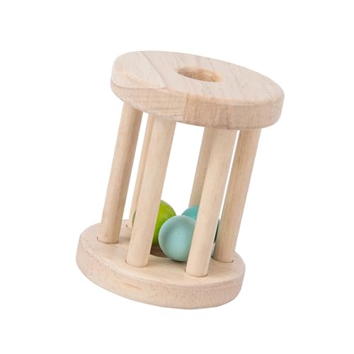 EHJRE Babyspielzeug Aus Holz mit Rollender Glocke, Zur Entwicklung Motorischer Fähigkeiten, Glatte Oberfläche, Rollglockenspielzeug, Montessori Rasselrollen, E von EHJRE