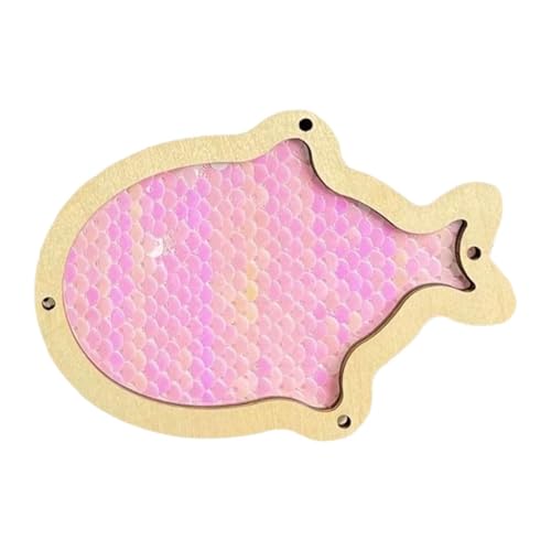 EHJRE Busy Board DIY Teil Sensorisches Board Fisch Pailletten, Lehrmittel, Frühes Lernspielzeug Aus Holz, Busy Board Zubehör für Kinder, Rosa von EHJRE