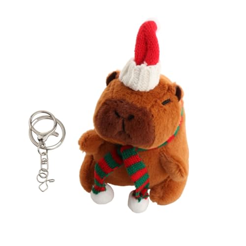 EHJRE Capybara Plüsch Schlüsselanhänger, Kuscheltiere, Cartoon, Tragbar, Weihnachts Capybara Anhänger, Kinder, Jungen, Mädchen, Erwac, Schlüsselanhänger Grüner Schal von EHJRE