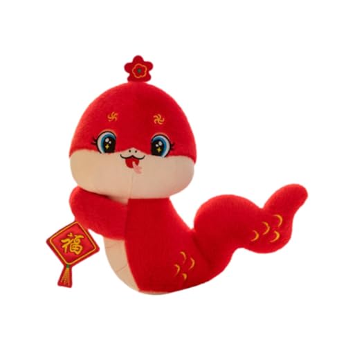 EHJRE Chinesisches Neujahrs Cartoon Schlangen Plüschtier, Frühlingsfest Ornament, Niedliches Rotes Umarmungskissen für Einweihungsgeschenk, Leicht, 20 cm von EHJRE