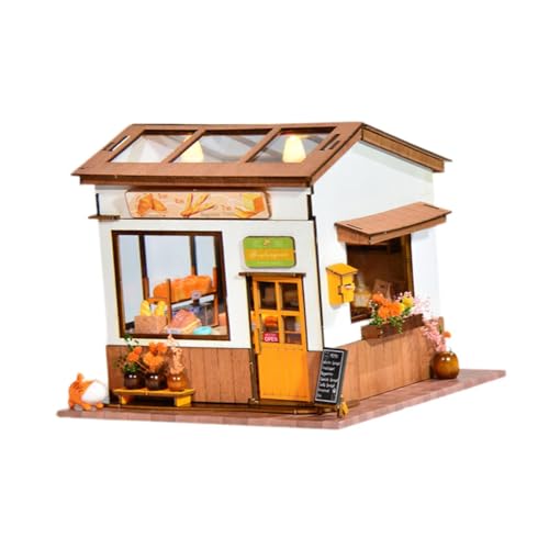 EHJRE DIY Puppenhäuser Miniatur Bausätze Bäckerei Diorama Haus Lernspielzeug 3D Puzzle für Freunde von EHJRE