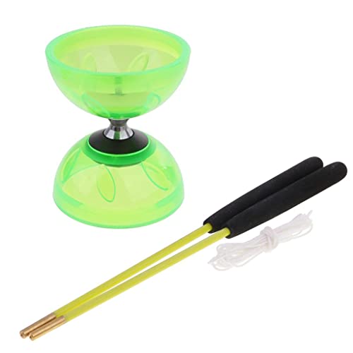 EHJRE Diabolo & Sticks & String Professionelle Gummi Diabolo Set mit Handstäbe Spielzeug, Grün, 10,5 cm von EHJRE