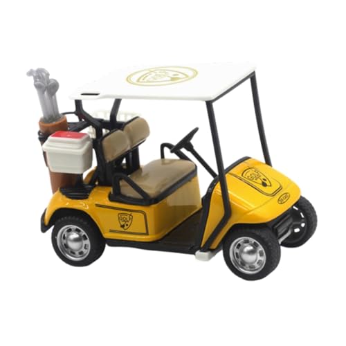 EHJRE Golfwagen Modell, Golfwagen Skulptur Ornament, Golfwagen Rückziehfahrzeug für Puppenhaus Zubehör, Golfliebhaber, Gelb von EHJRE