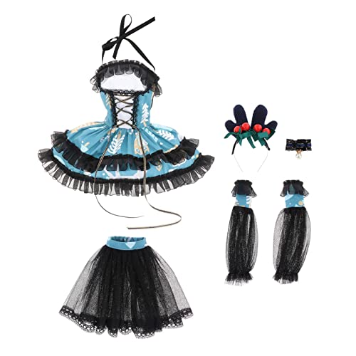 EHJRE Handgemachtes Mädchen Puppenkleid Set Partykleid mit Haarschmuck /3 BJD Puppe 60cm Puppenkostüm, Schwarz von EHJRE