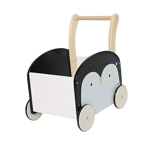 EHJRE Hölzernes Babywagen Schiebespielzeug, Schieben Und Ziehen, Lernen, Früherziehung, Einkaufswagen für Babys, Jungen Und Mädchen von EHJRE