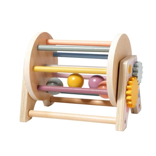 EHJRE Holz Rolltrommel Spielzeug, Lernspielzeug, Holzrassel Rollspielzeug für Kinder von EHJRE