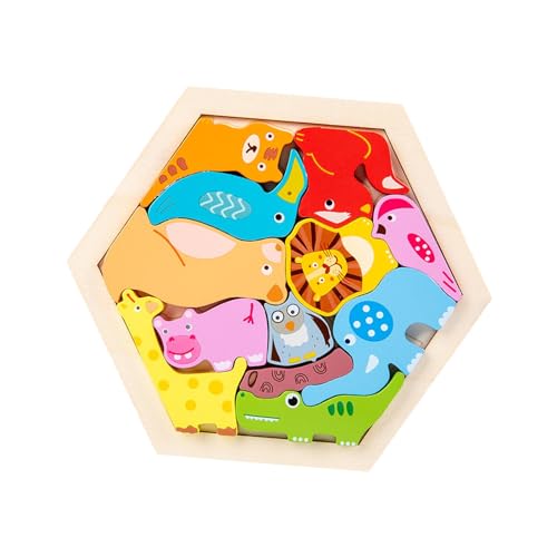 EHJRE Holzpuzzles für Kleinkinder, Kleinkinderpuzzles, Niedliche Holzpuzzles Zum Verschenken Im Alter von 3 Jahren, Mädchen, Jungen, Vorschullernen, Muster A von EHJRE