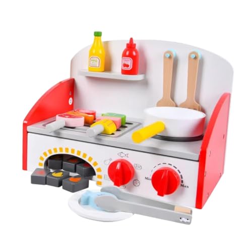 EHJRE Holzspielzeug-Grillset, Rollenspiel, Lernspielzeug, Spielküchenzubehör für Kinder im Alter von 3, 4, 5 und 6 Jahren von EHJRE