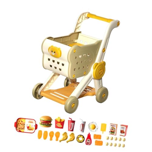 EHJRE Kinder Warenkorb Spielzeug Set Rollenspiele Interaktive Mini Warenkorb Pretend Spielen Simulation Schreibtisch Lagerung Spielzeug, Beige von EHJRE