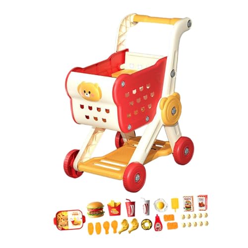 EHJRE Kinder Warenkorb Spielzeug Set Rollenspiele Interaktive Mini Warenkorb Pretend Spielen Simulation Schreibtisch Lagerung Spielzeug, Rot von EHJRE