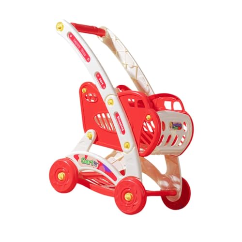 EHJRE Kinderspielzeug Einkaufswagen, Mini Supermarkt Trolley für Jungen Und Mädchen, Rot von EHJRE