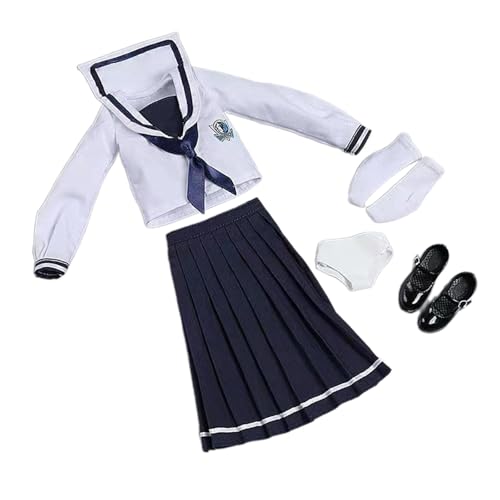 EHJRE Maßstab 1:6 Schulmädchen Uniform Anzug Action Figur Kleidung Kostüm für 12'' Weibliche Puppen Figur, Dunkelblau von EHJRE