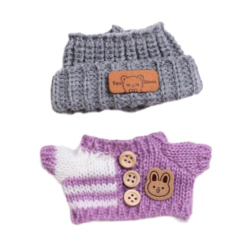 EHJRE Mini-Puppen-Outfit, Puppenzubehör, Pullover und Mütze, Set für DIY-Geschenke, Lila von EHJRE