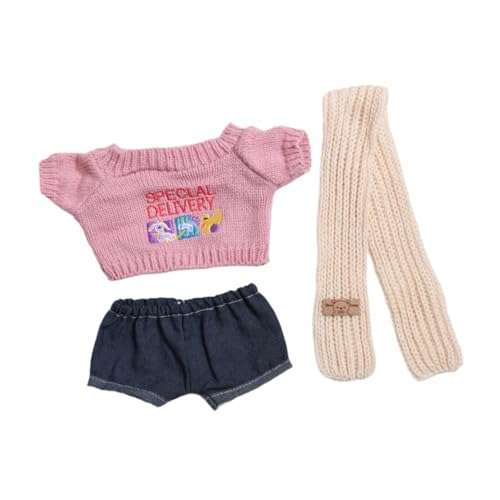 EHJRE Mini Puppen Outfit Set, Weiche Foto Requisiten, Niedliches Plüsch Puppenzubehör, Puppenkleidung, Mädchen Puppenkleidung für 38 cm Große Puppe mit Anhä, Pullover Schal Hose von EHJRE