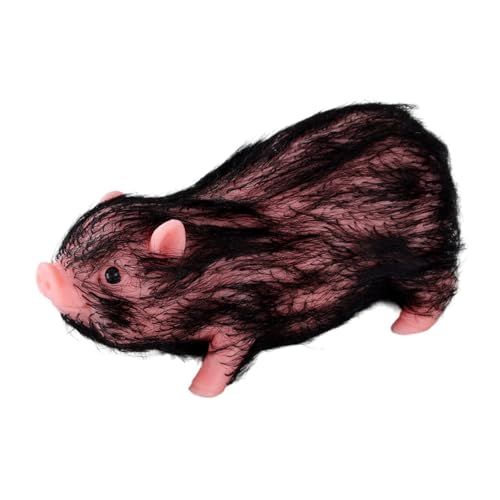 EHJRE Mini Schwein, Realistisches Schweinchen Spielzeug Aus für Mädchen Und Jungen, Mini Schwein Puppe Aus, Tier, Realistische Reborn Schwei, Schwarze Haare von EHJRE