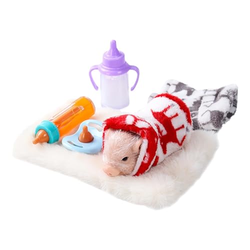 EHJRE Mini Schweinspielzeug Aus für Kinder, Weiche Tierpuppe für Besondere Anlässe, 2 Kleiderflaschen-Set von EHJRE