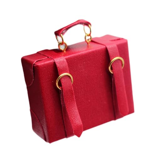 EHJRE Miniatur Gepäckkoffer aus Eiche für Puppenhaus - Stilvolle Ergänzung, Rot von EHJRE