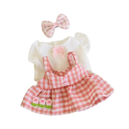 EHJRE Miniatur Puppenkleidung Set für 20 cm Plüschpuppen Modische Outfits für Kleine Mädchen, Rosa von EHJRE