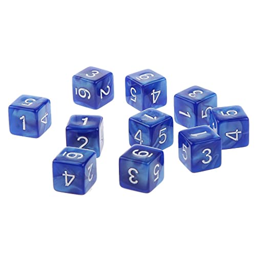 EHJRE Packung mit 10 Stück D& Spielen Spiele Mehrseitig D6 D10 D12 D20 S, Blau, 16mm von EHJRE