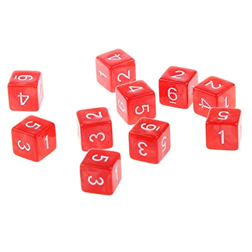 EHJRE Packung mit 10 Stück D& Spielen Spiele Mehrseitig D6 D10 D12 D20 S, Rot, 16mm von EHJRE