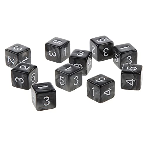 EHJRE Packung mit 10 Stück D& Spielen Spiele Mehrseitig D6 D10 D12 D20 S, Schwarz, 16mm von EHJRE