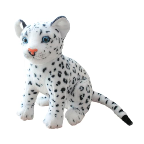 EHJRE Plüsch Leoparden Spielzeug Ausgestopft Tier Bequemes Sammlerzimmer Geschenke Plüsch Puppen Cartoon Figuren für Freunden Jungen Mädchen, Weiß, 23 cm von EHJRE