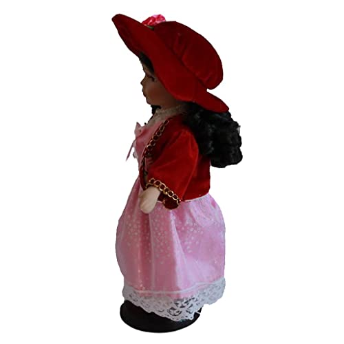 EHJRE Porzellanpuppe, Stehend, 30 cm, mit Spitzenbesatz, Rosa Kleid, Jacke, Handtasche Und Passendem Hut von EHJRE