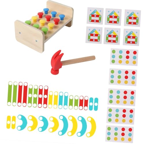 EHJRE Powering Bench Toys, Farbkognitive Sensorische Lernspielzeug, Peg Boardspielzeug, Formsortierung des Lernens Matching Spiel für Vorschule von EHJRE