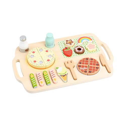 EHJRE Pretend Play Lebensmittel Set Teilen Holz Küche Puzzle Spielzeug Fenster Display Geschenk von EHJRE