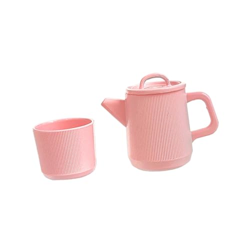 EHJRE Puppenhaus Dekoration Küche Zubehör Spielen Haus Spiel Miniatur Mini Teekanne Teetasse Mini Geschirr für Nachmittagstee Hause, Hell-Pink von EHJRE