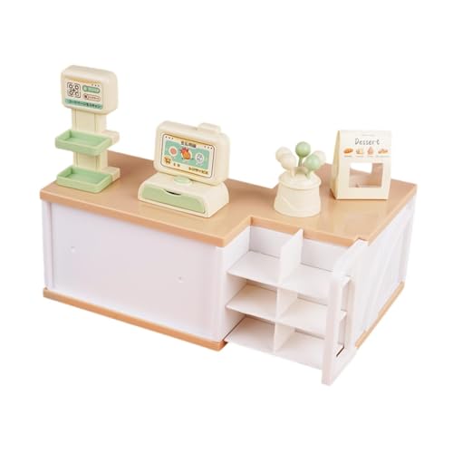 EHJRE Puppenhaus Miniatur Registrierkasse, Rollenspiel Spielzeug, Lustiges Rollenspiel, 1:12, Puppenhaus Möbel für Babys Ab 3 Jahren, Mädchen Und Jungen, Helles Holz Farbe von EHJRE