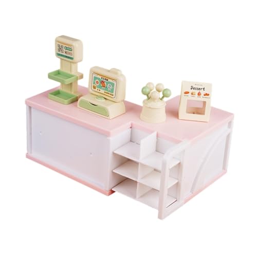 EHJRE Puppenhaus Miniatur Registrierkasse, Rollenspiel Spielzeug, Lustiges Rollenspiel, 1:12, Puppenhaus Möbel für Babys Ab 3 Jahren, Mädchen Und Jungen, Rosa von EHJRE