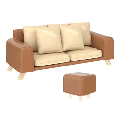 EHJRE Puppenhaus Miniatur Sofa Puppenhaus Dekoration Handwerk Puppenhaus Mini Sofa Rollenspiel Spielzeug für Party Geschenke Dekoration Foto Requisiten, Sofagarnitur von EHJRE