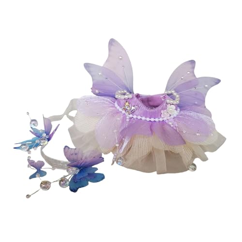 EHJRE Puppenkleidungsset für 15–17 cm Große Puppen mit Feenkleid Und Haar Accessoire für Plüschpuppen, Violettweiß von EHJRE