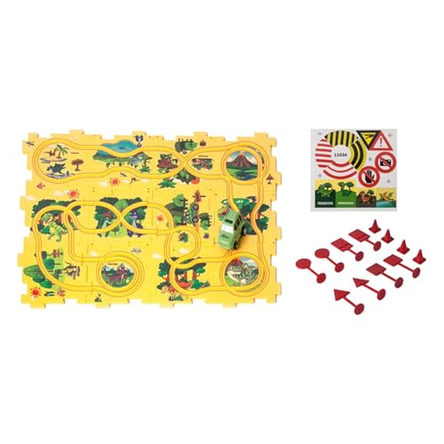 EHJRE Puzzle Car Track Play Set Slot Rail Toys Hände An Qualifikationen Schiene Autogebäude Spielzeug Strecken Bausteine ​​Kinder Kleinkinder Geschenk, Dinosaurierthema von EHJRE