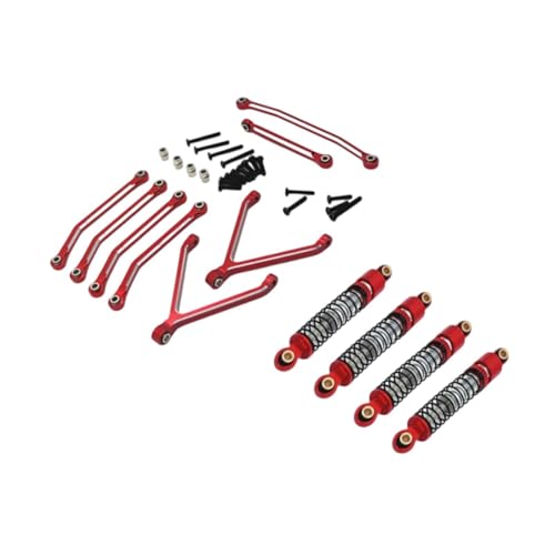 EHJRE RC Car Zubehör Set Ersetzen, RC Car Teileverbindungen Und Stoßdämpfer Set für 1/24 RC Crawler Car Aufrüsten, Rot von EHJRE