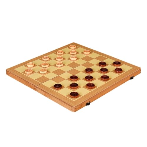 EHJRE Schachspiel Holz, Klappbrett, 2 in 1 Set, Faltspiel für Kinder Ab 8 Jahren, 12inch von EHJRE