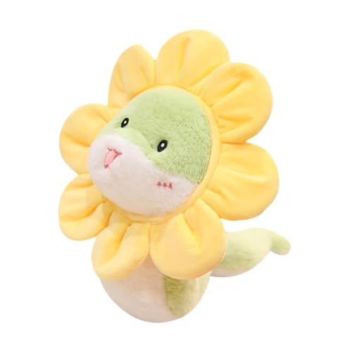 EHJRE Schlangen Plüschtier, Chinesisches Neujahr, Schlangen Plüschpuppe, Mitbringsel, Schlangen Stofftier, Niedliches Tierspielzeug für Geschenk, Büro, Grüne Sonnenblume 24cm von EHJRE