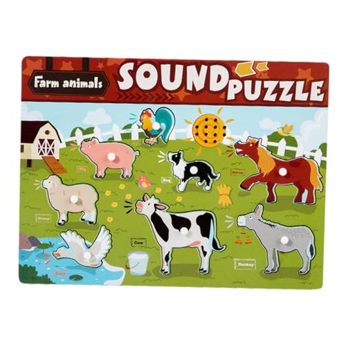 EHJRE Sound-Puzzles, Steckpuzzles, Frühlernspielzeug, Lernspielzeug, Montessori-Puzzle, Steckbrett für Vorschulkinder, Babys, Tier von EHJRE