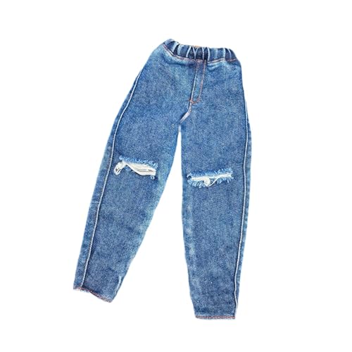 EHJRE Stilvolle Jeans Puppenkleidung für Actionfiguren Im Maßstab 1/6, blau zerrissen von EHJRE